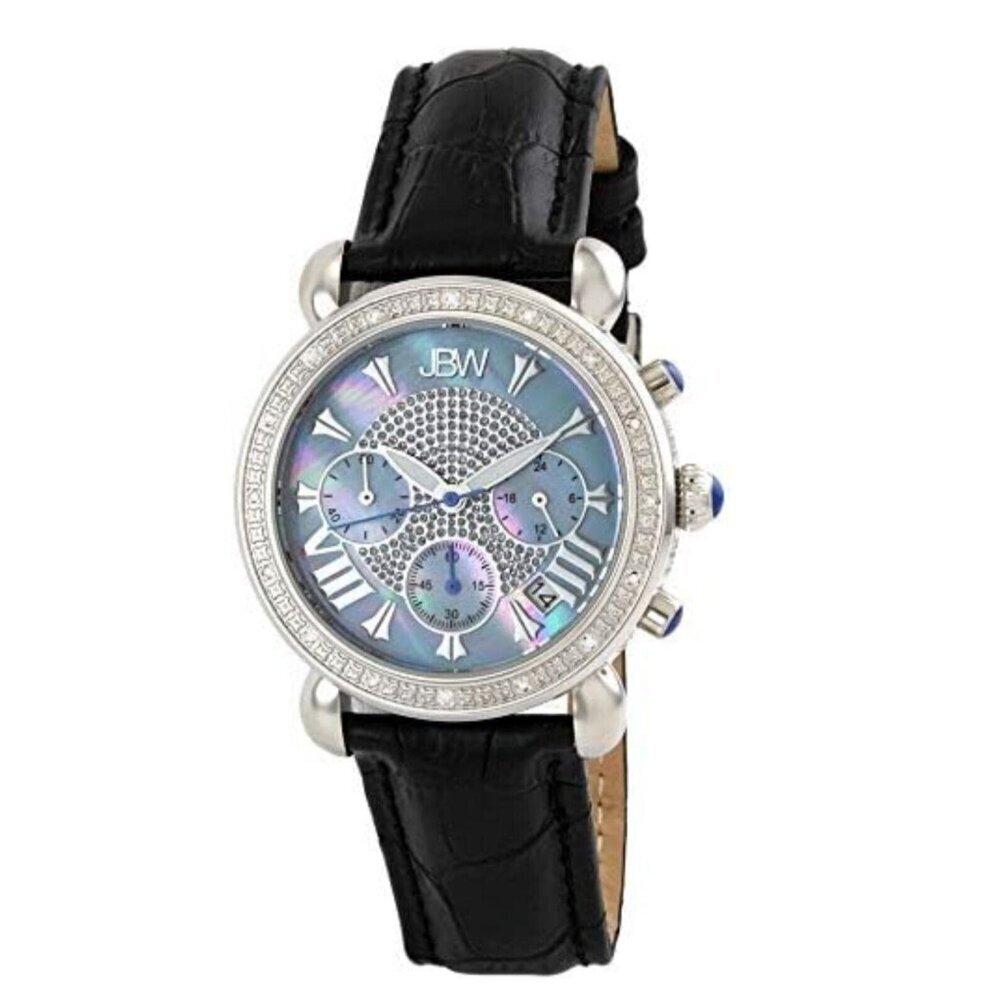 JBW Victory Blue Mother of Pearl Chronograph Dial Diamond Ladies Watch New